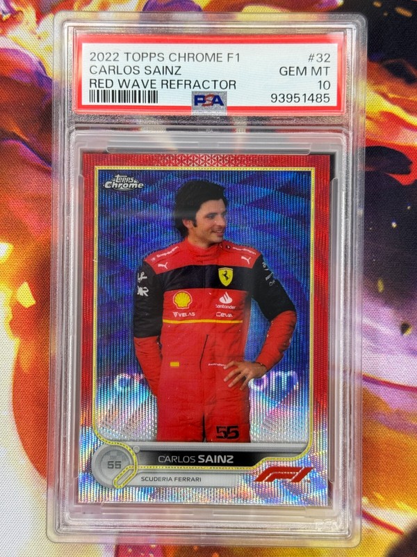 2022 Topps Chrome Formula 1- Carlos Sainz #32 Red Wave 4/5! PSA 10 GEM MINT!