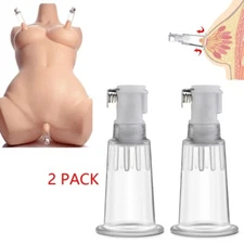 Clitoral Clit Vacuum Acrylic Nipple Pump Enlarger Enlargement Cylinders Pair Set