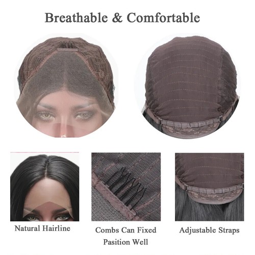 Synthetic Lace Front Wig Short Wigs for Women Short Bob Cut Water Wave Wigs - Foto 10 di 27