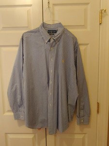 Men-Ralph-Lauren-Polo-Blue-Check-Gingham-Classic-Fit-Button-Down-Shirt-Size-XXL