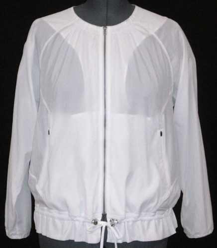 Athleta Damen leichte Jacke mit Reißverschluss Gr. L Windbreaker belüftet weiß