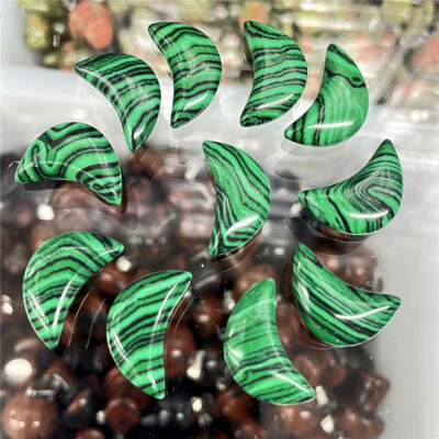 50pcs Artificial Malachite Stone Moon Gemstone for Home Decor Ornament Gift