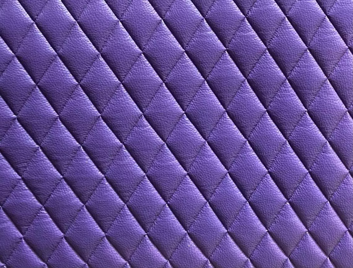 PURPLE Vinyl Upholstery diamond Quilted fabric with 3/8" Foam Backing  by yard