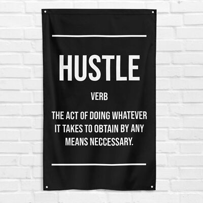 Hustle Definition 3x5 ft Gym Flag Workout Weightlifting Motivational Banner