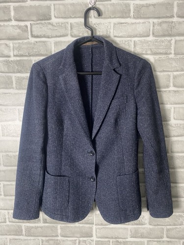 Eleventy strukturierter Blazer aus Wollmischung Damen Größe 44 dunkelblau Knopfleiste.