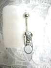 Zipper Pull with Baby Blue Crystals Solid One Piece 14g Bellyy Ring Navel Barbel