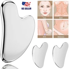 2Pcs Stainless Steel Gua Sha Facial Tools Metal Guasha Scraping Massage Tool USA