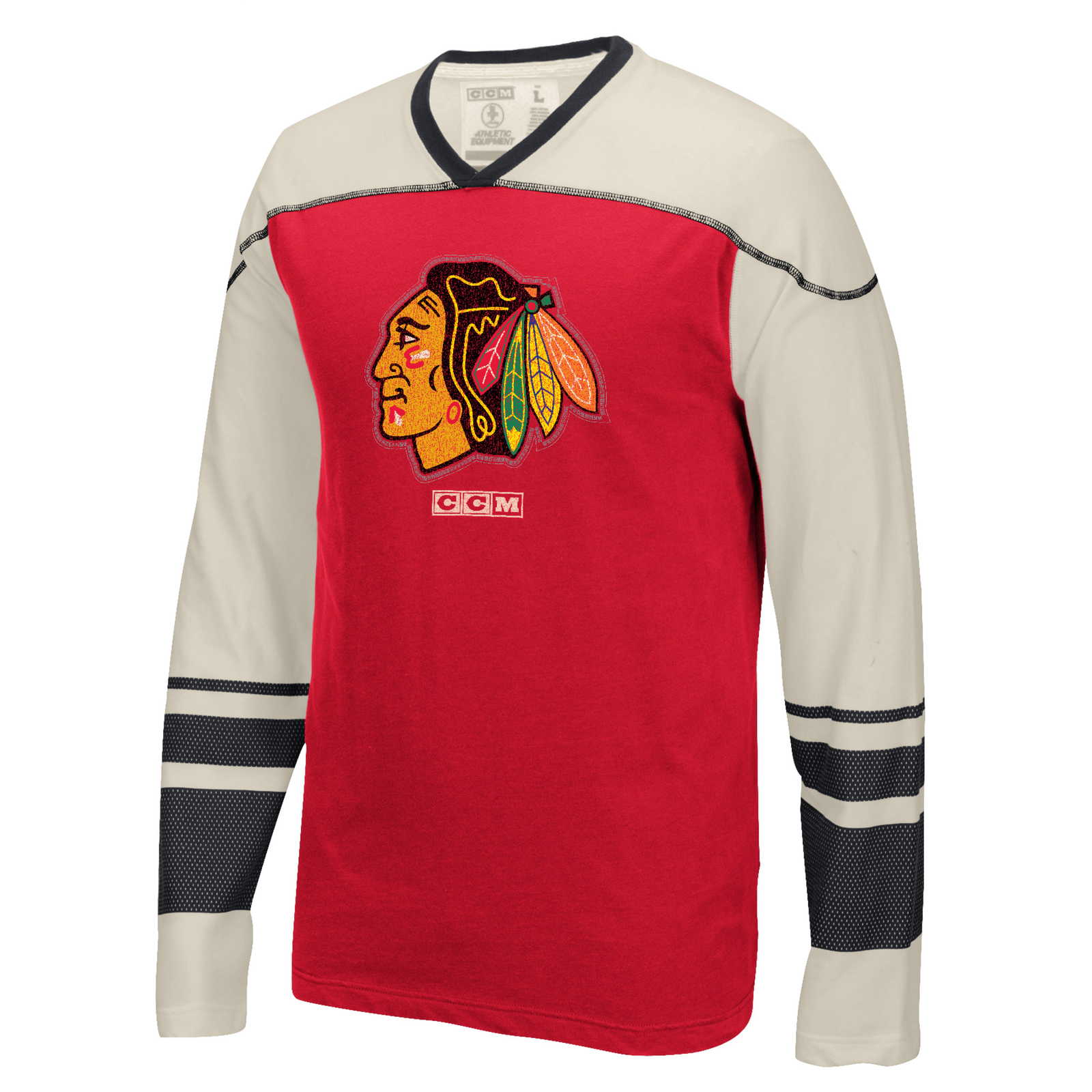Chicago Blackhawks Vintage CCM Long Sleeve Applique Shirt, Medium