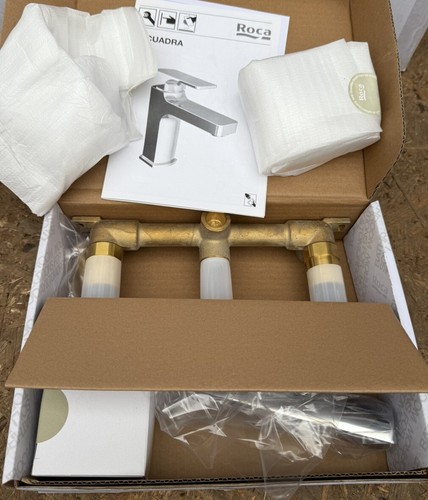 Roca Escuadra 3 Hole Built In Wall Mounted Basin Mixer Tap a5a4a20c00 Chrome - Picture 4 of 4