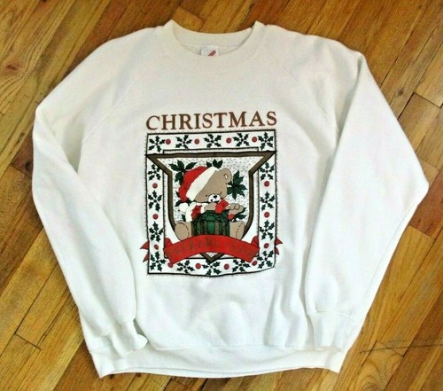 Vintage 90'S Jerzees Bear Pattern Animal Sweatshirt, Men's Size XL cotton gray type Vintage Second Hand