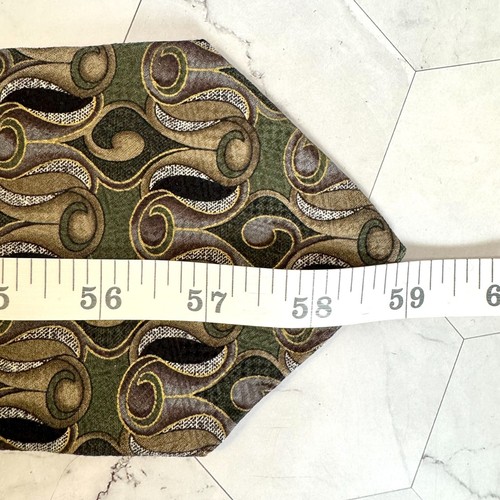 Pavia Made in Italy 100% Silk Men's Tie Ornate Green Gold Blue 4" x 59" Retro - Picture 4 of 6