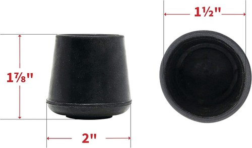 Rubber Chair Leg Caps 1.5" ID Black 12 Pack Protect Floors Stabilize Furniture - Picture 7 of 12