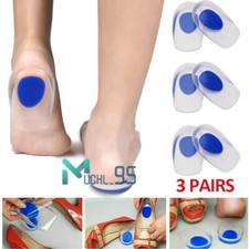 3 Pair Men Women Gel Foot Cups Heel Support Spur Insoles Pad Pain Relief Cushion