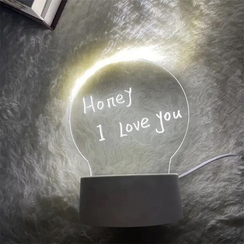 Girl Bedroom Sleep Light Cute Acrylic LampRewritable Night Light with Message - Picture 3 of 4