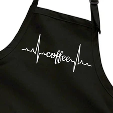 Coffee Heartbeat Barista Gift Caffeine Lover Addict Cooking Bib Kitchen Apron