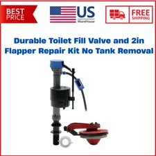 Durable Toilet Fill Valve and 2in Flapper Repair Kit No Tank Removal
