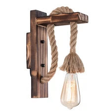Rustic Light Fixtures Wood Metal Indoor Wall Light Wall Sconce Lamp for Bedroom
