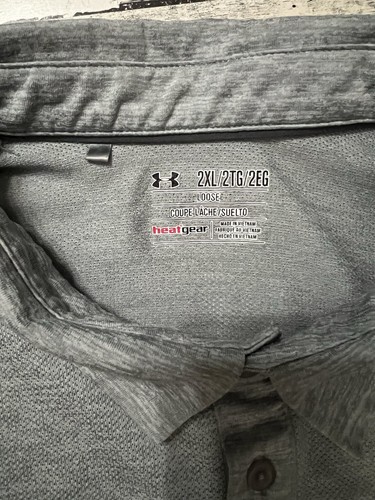 Under Armour Polo Mens HeatGear Med Gray Short Sleeve With Pattern See 2nd Pic - Picture 5 of 6