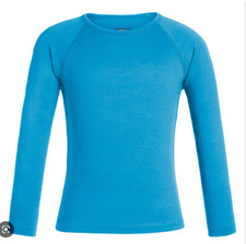 NEW Icebreaker Kids Merino 200 Oasis Long Sleeve Crew Thermal Top Polar Blue 2