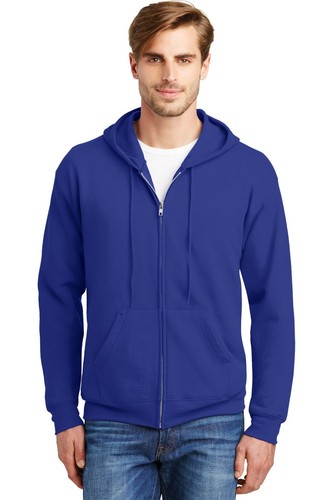 Hanes P180 Men's Zip-Up EcoSmart Fleece Soft Full-Zip Hooded Sweatshirt Hoodie - Picture 36 of 70