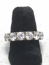 Vintage ITALY Gold Vermeil / 925 Sterling Silver Cubic Zirconia Eternity Band 6