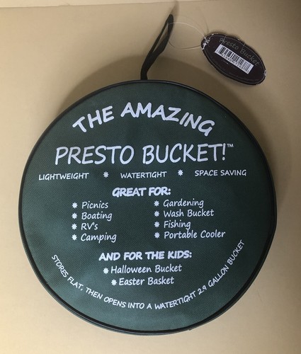 The Amazing Presto Eimer grün weiß faltbar & tragbar 10 Zoll tief Neu mit Etikett