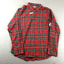Old Navy Shirt Men Large Red Plaid Button Up Everyday Built-In Flex Slim Fit NWT