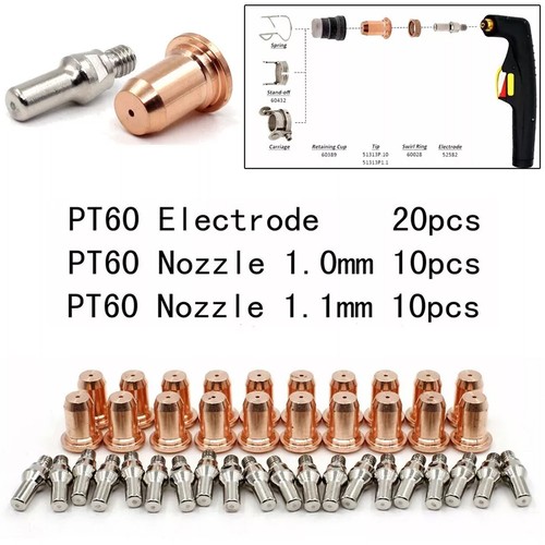 40x Plasma Tips 1.0mm/1.1mm Electrode 52582,For IPT-60 PT60 PT40 IPT-40 Torch - Picture 6 of 14
