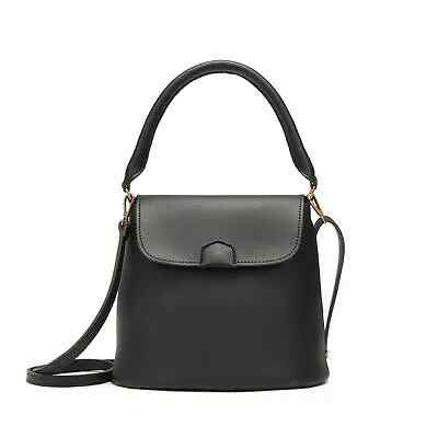 Borsa donna secchiello manici tracolla nero grande elegante pelle sintetica 2120 - Foto 1 di 1