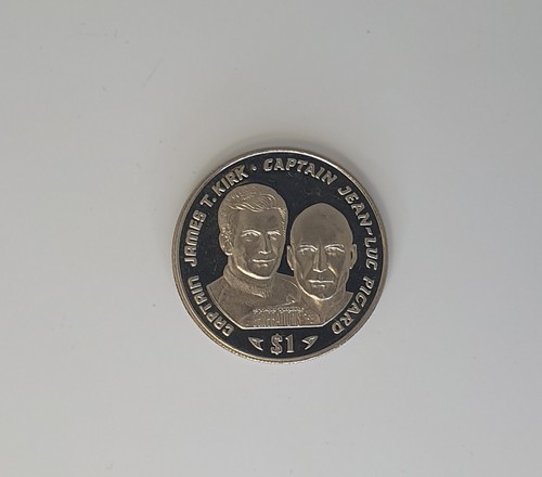 Star Trek Kirk und Picard Gedenkmünze Republik Liberia 1 Dollar 1995 - Bild 2 von 5