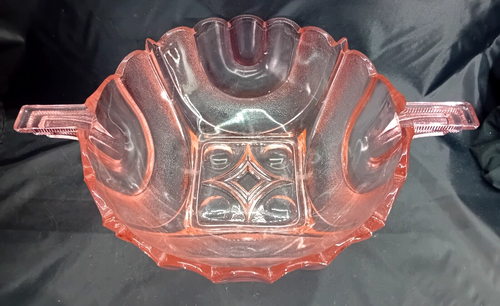 Large Vintage Art Deco Walther & Sohne Essex Pink Glass Fruit or Salad Bowl - Picture 2 of 7