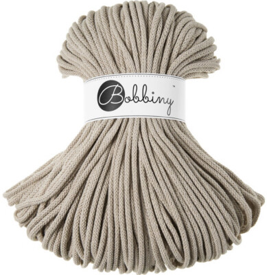 5MM Bobbiny Beige, Braided Cotton Cord , 108 yards, Craft cord, Macramé
