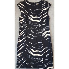 Michael Michael Kors Dress Womens Medium Black White Zebra Print Grommet Sheath