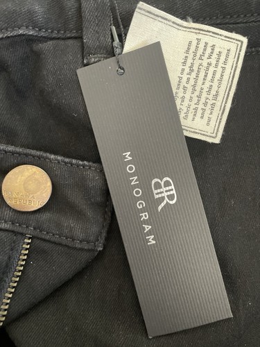 NEW! BANANA REPUBLIC MONOGRAM Flared Black Denim Jeans Stretch Women 33S 16S NWT - Picture 10 of 14
