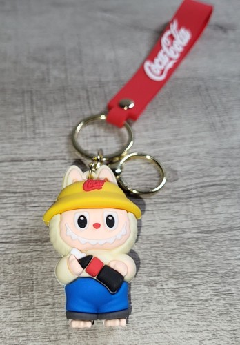 Labubu Coca-Cola Bottle Keychain Key Ring Bag Charm Boom Silicone Strap NWOT - Picture 2 of 5