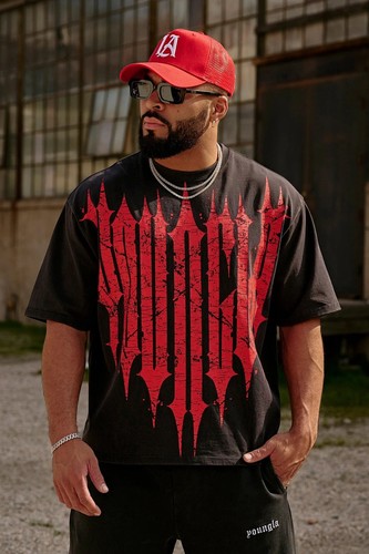 Youngla 4156 Revenge Tee Spring '25 Red and Black Medium