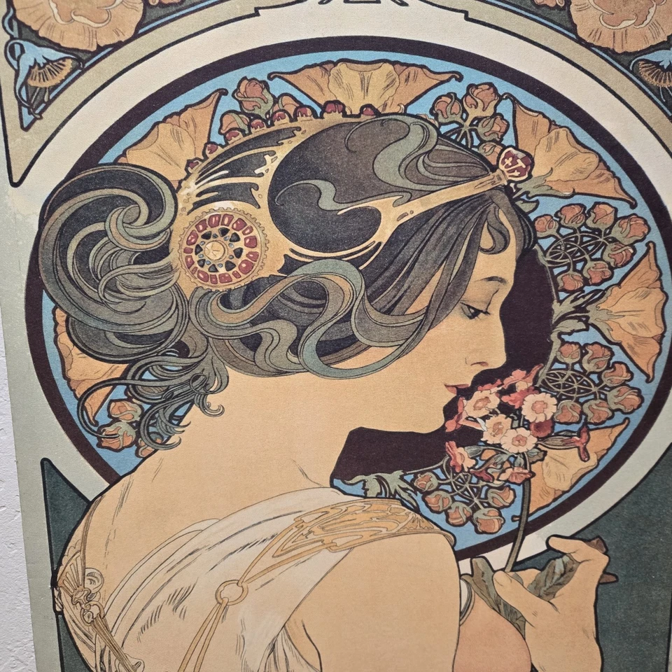 Impressão em tela Alphonse Mucha Art Nouveau deusa grega 24x48" - Imagem 3 de 4