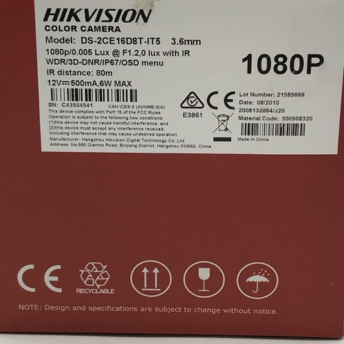 Hikvision Turbo HD IP66 EXIR Bullet HDTVI Security Camera 3.6MM 3MP - Open Box - Picture 4 of 9