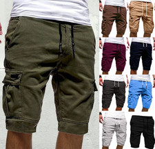 Men Casual Chino Cargo Shorts Pants 6-Pockets Summer Beach Trousers