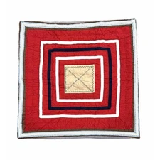 Pottery Barn Kids Euro Pillow Sham Quilted Patchwork Red Squares Size 26 X 26
