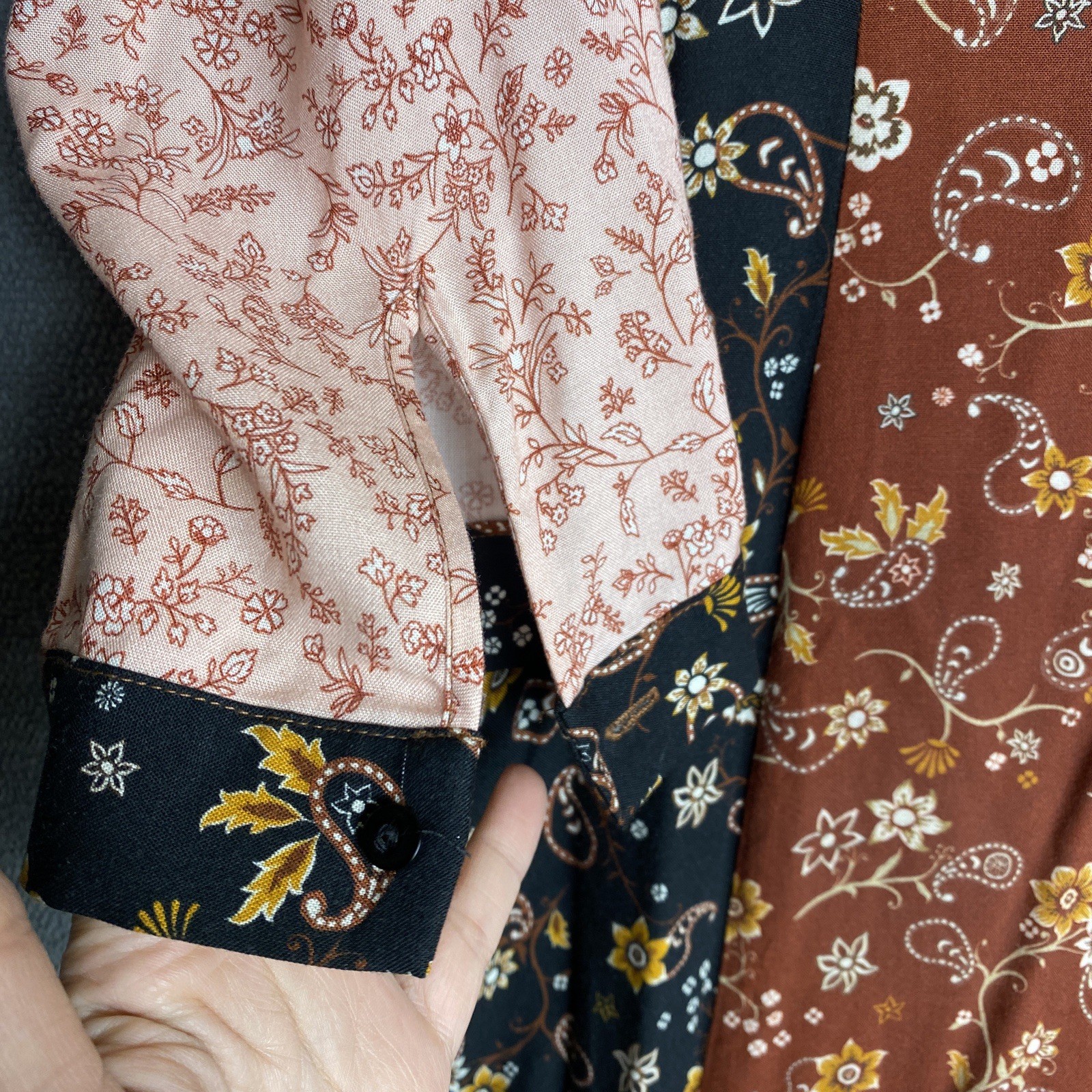 Zara patchwork printed button down maxi dress siz… - image 5