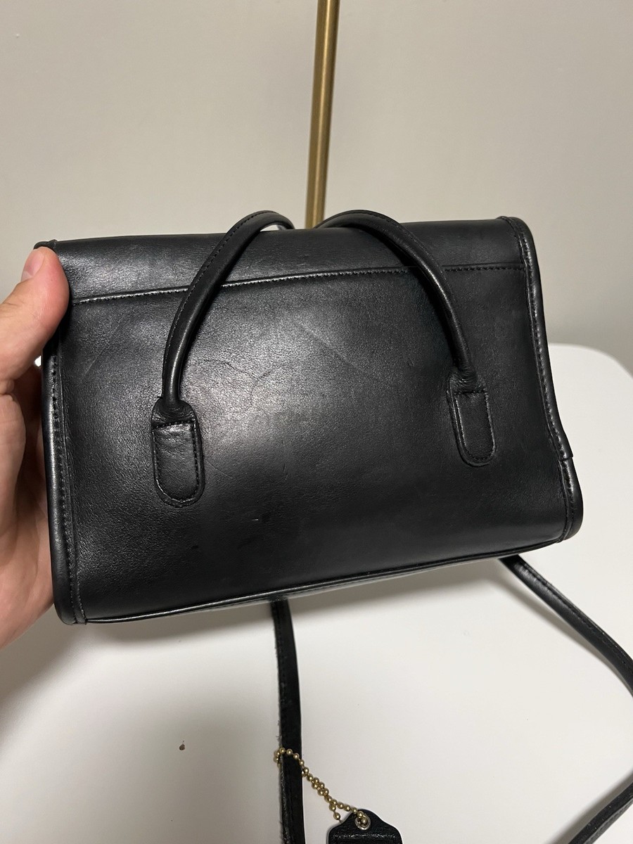 Vintage Coach Black Leather Laurie Double Strap Flap