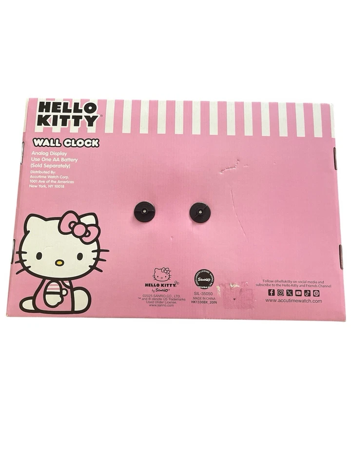 Sanrio Hello Kitty розовый и черный бант настенные часы - новый с Ярлыками и коробка - Изображение 2 из 4