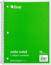 1 Subject Notebook, 8 X 10-1/2 Inches, Wide Ruled, Green, 70 Sheets