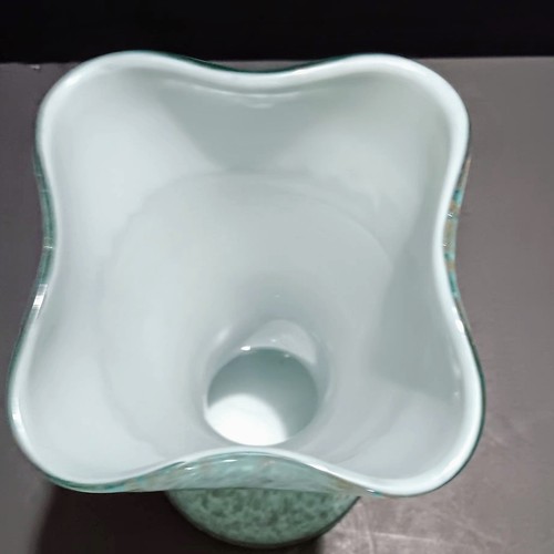 Vintage Murano Glass Fratelli Toso Blue White with Copper Aventurine Vase - Picture 6 of 12