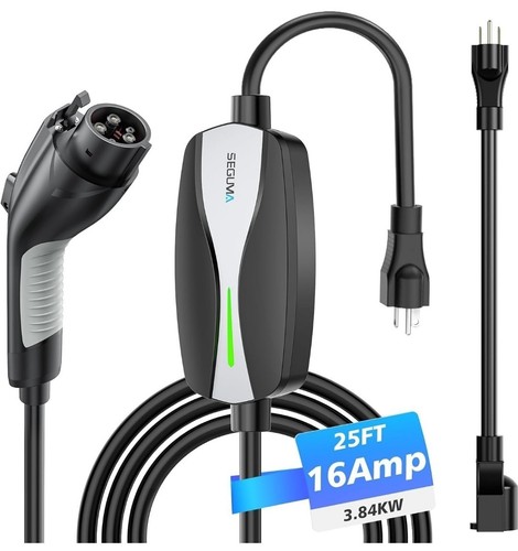 Level 1/2 EV Charger, 16Amp Electric Car Charger Portable EV Charger 25FT Cable