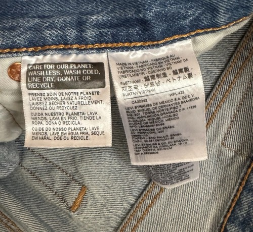Jeans Levis 501 para Hombres 36x29 Azul Envejecido Rasgado Pierna Recta Botón Mosca Denim - Imagen 8 de 15