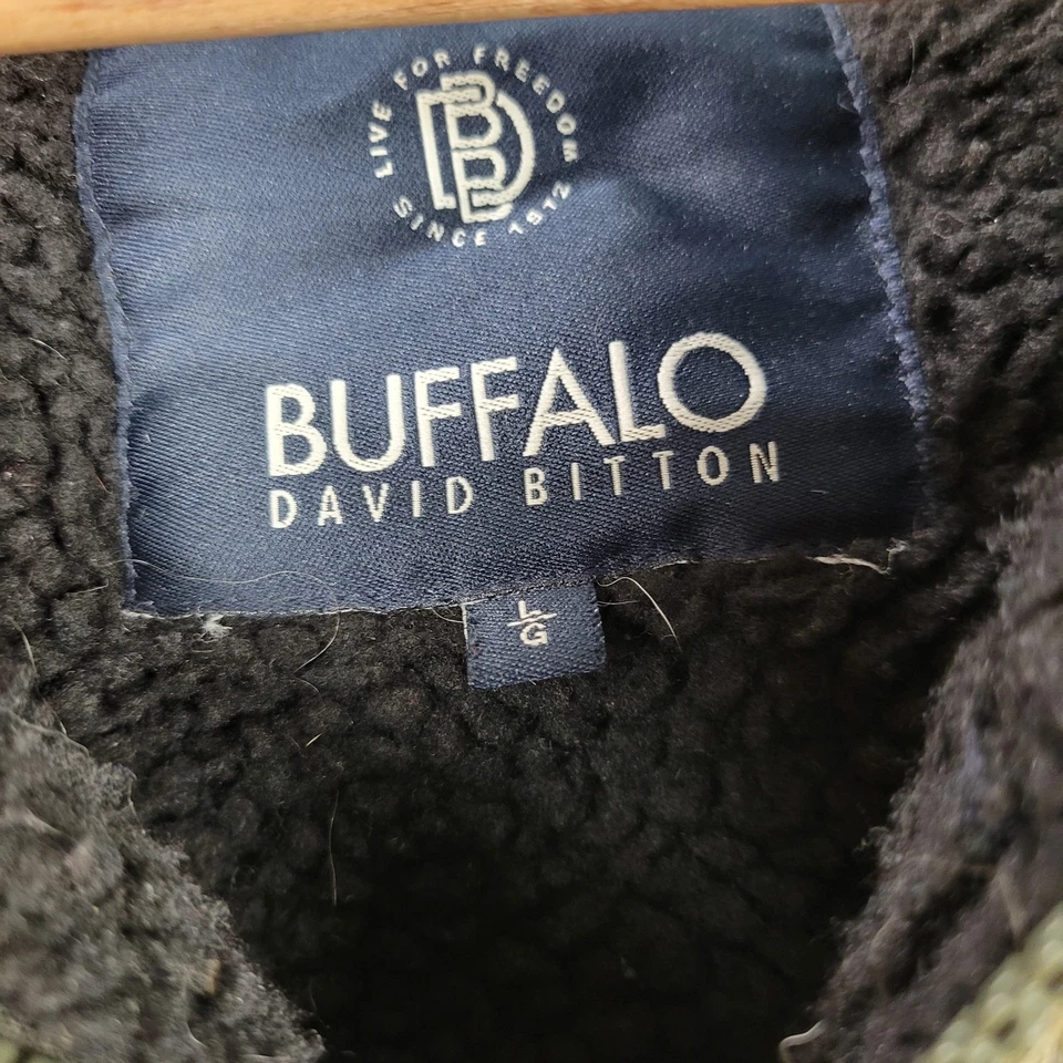 Sudadera con Capucha Buffalo David Bitton Para Hombre Grande Verde Oliva Sherpa Forrada de Vellón Cremallera Completa Foto 3 de 4