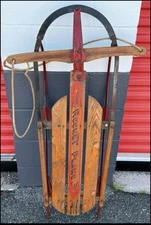 Vintage Rocket Plane Gladding Champion Fastback Sled. Steel Runners 1950s Acme