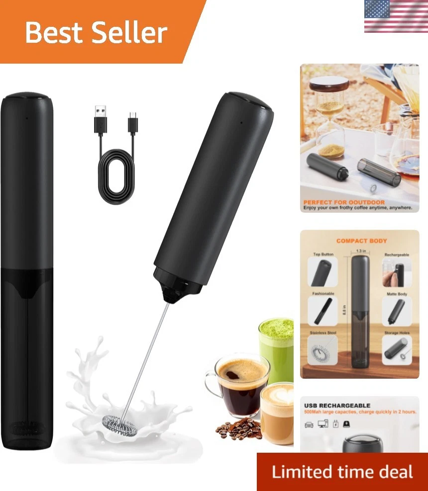 Rechargeable Milk Frother with Cover, Easy to Carry Drink Mixer Handheld, Ele...